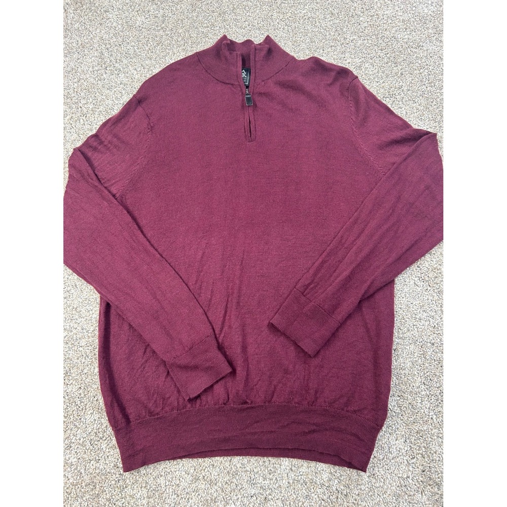 Jos. A. Bank Traveler Burgundy 100% Merino Wool Quarter Zip Sweater Medium #0771